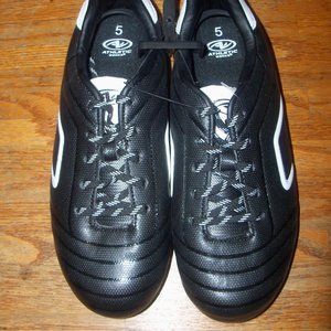 NWT Boys Athletic Works Size 5 Black  White Track Soccer Shoes Cleats #2